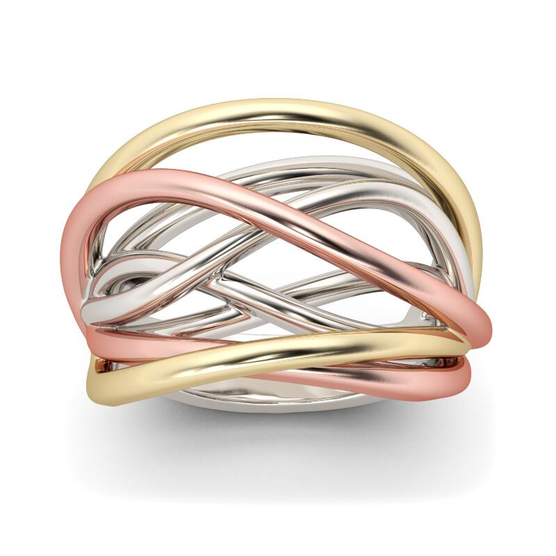 Juelvia Tri-Tone Intertwined Sterling Silver Ring