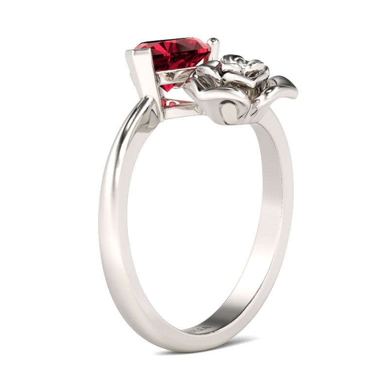 Juelvia Flower Design Heart Cut Sterling Silver Ring