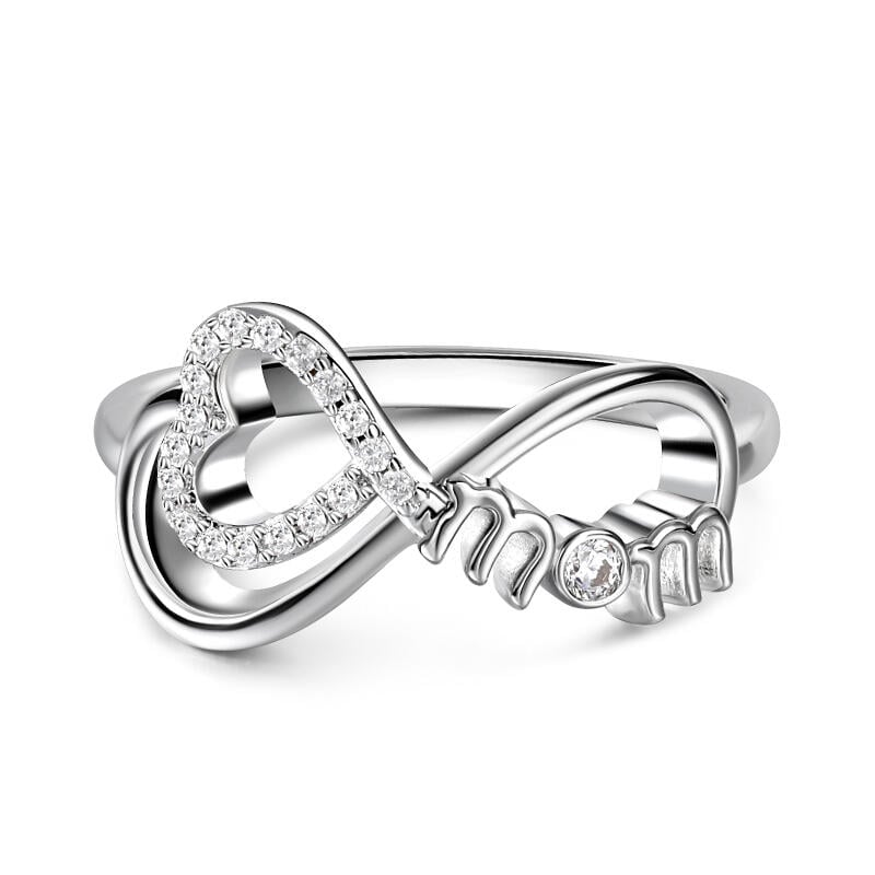"Infinity Love" Mom Heart Sterling Silver Ring