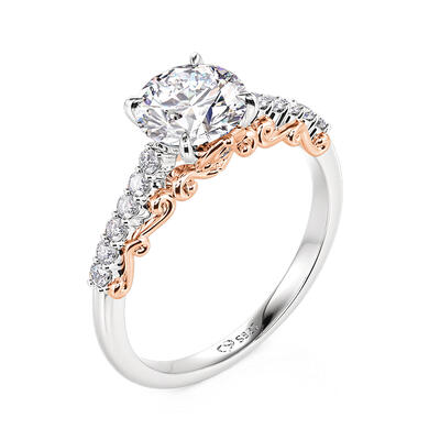 Juelvia Two Tone Pumpkin Pod Engagement Ring