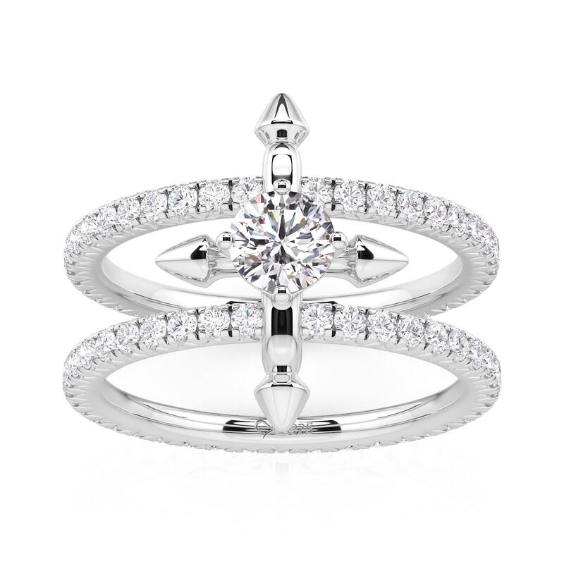 Custom Double Row Floating Round Cut Birthstone Ring