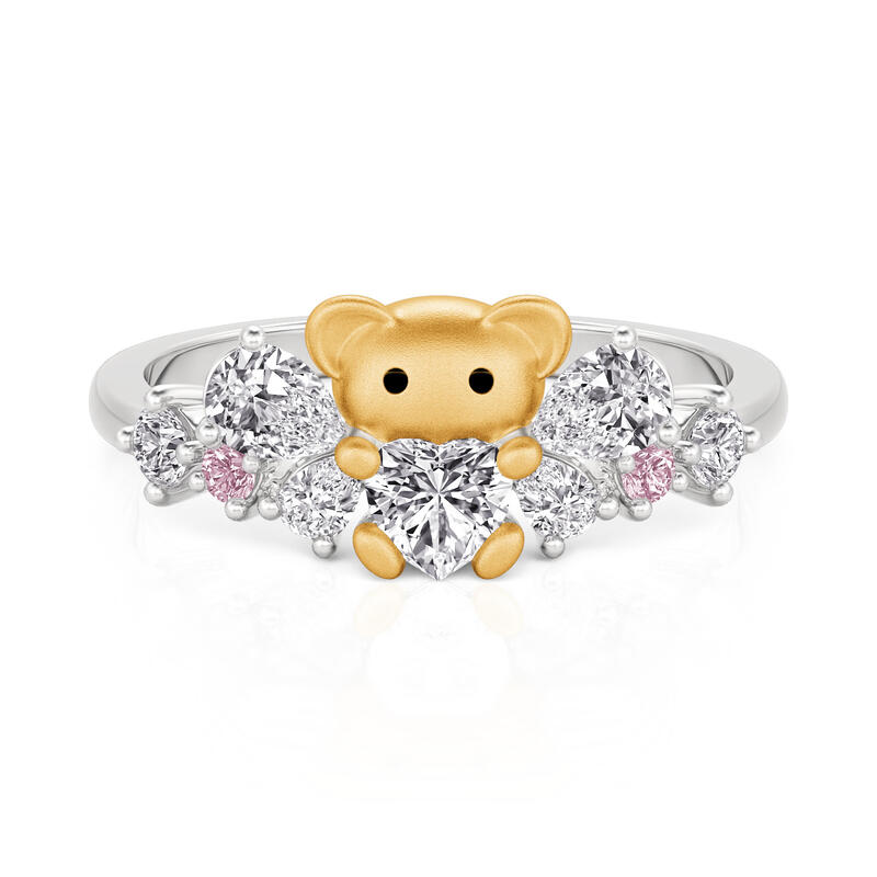 Hug Me Cute Bear with Butterfly Knot Ring