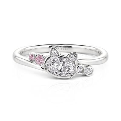 Juelvia Minimalist Bypass Cat Ring with Bow Knot Sterling Silver