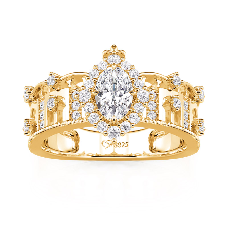 Juelvia Alhambra Inspired Oval Architectural Engagement Ring