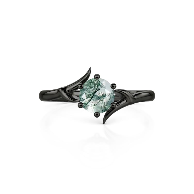 Bypass Gothic Thorn Moss Agate Engagement Ring