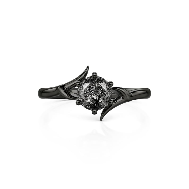 Thorn Bypass Black Rutilated Quartz Engagement Ring
