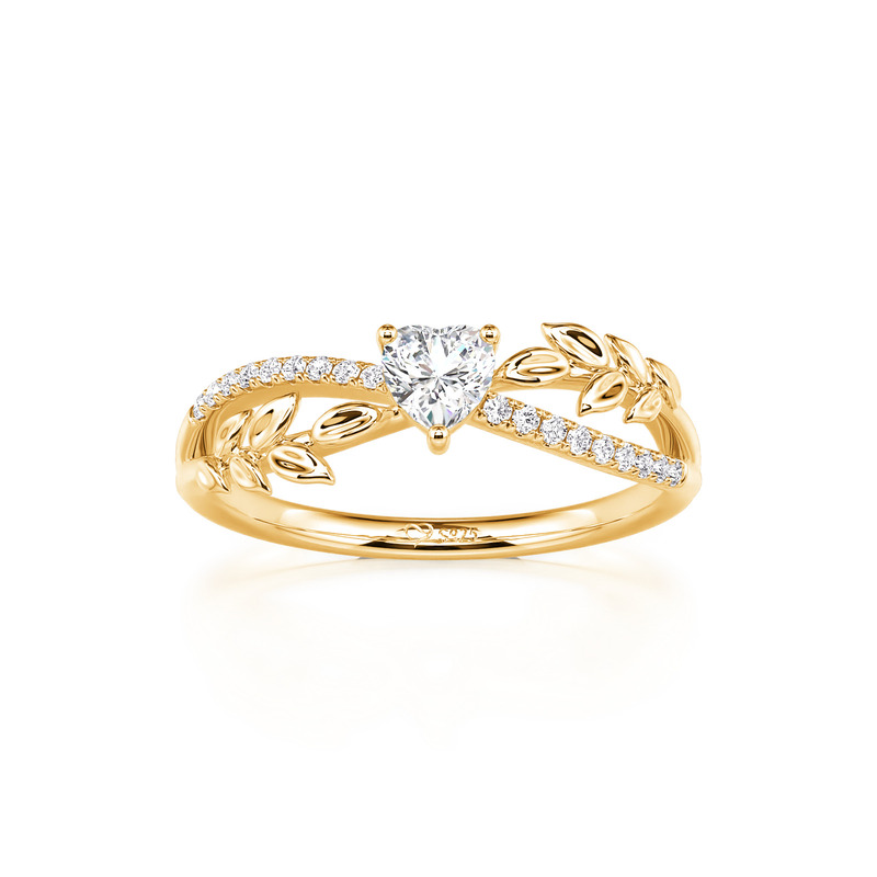 Juelvia Gold Twisted Olive Leaf Infinity Heart Ring