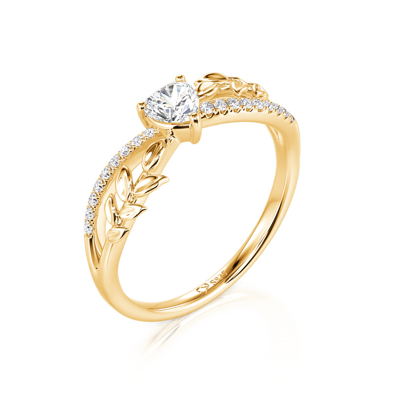 Juelvia Gold Twisted Olive Leaf Infinity Heart Ring