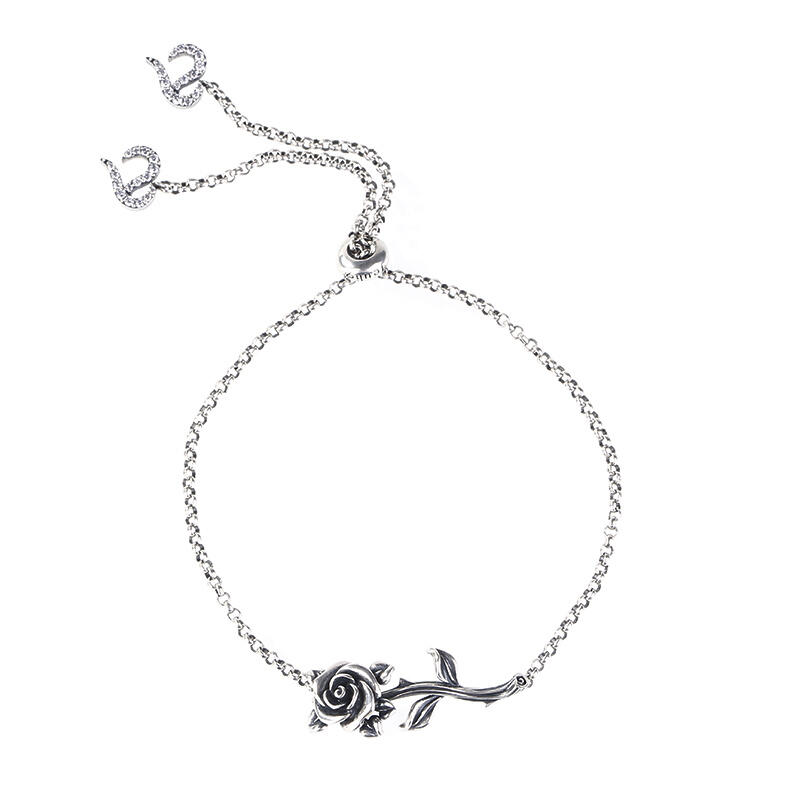 Heart Leaves Rose Branch Bracelet