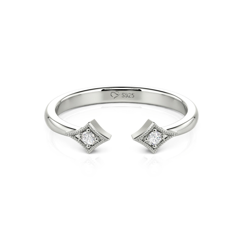 Stackable Rhombus Sterling Silver Open Ring