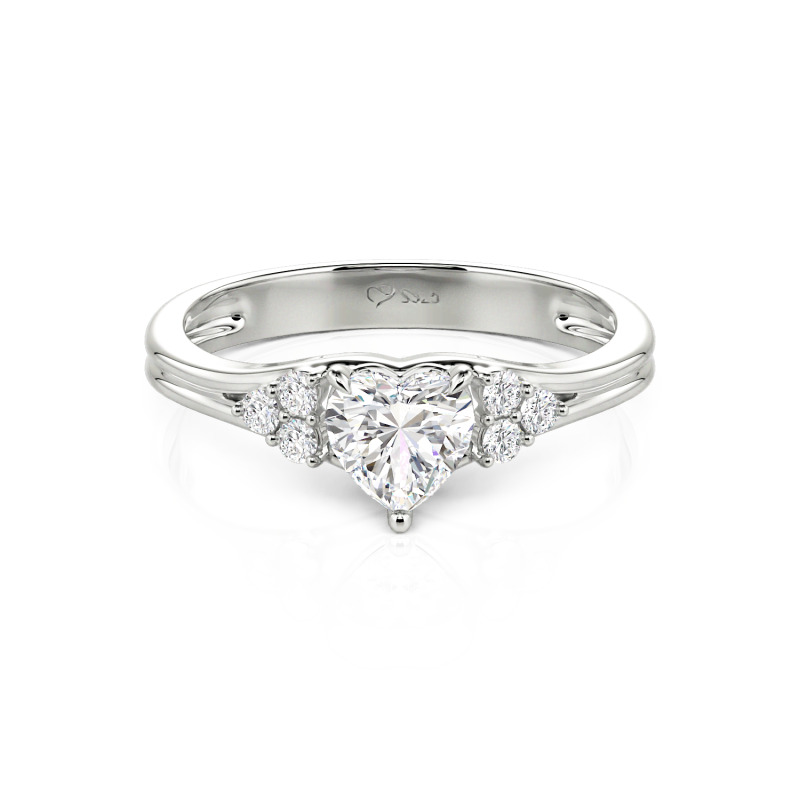 Classic Custom Three Stone Heart Promise Ring