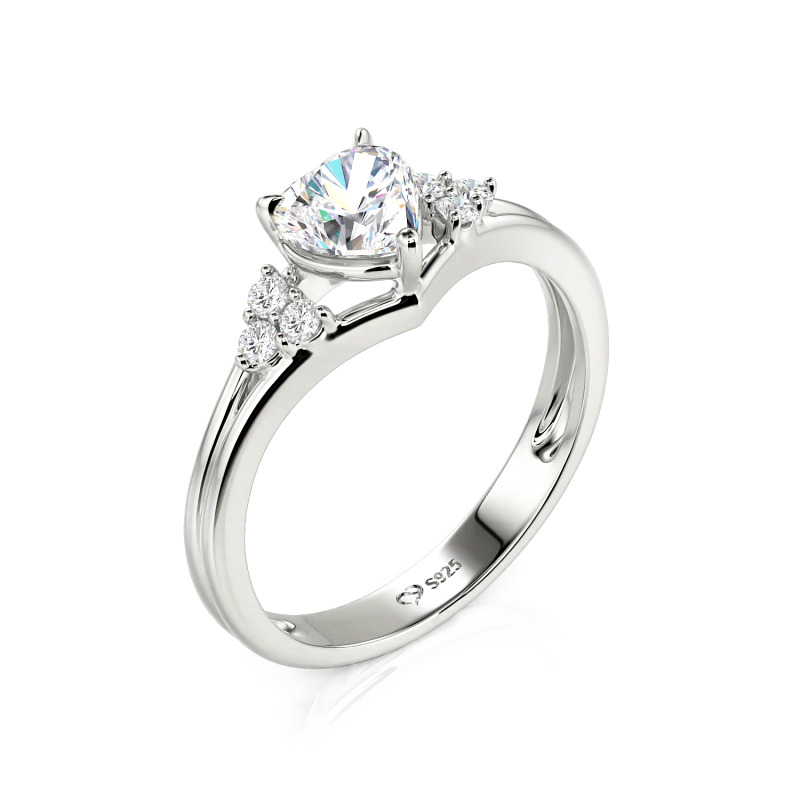 Juelvia Classic Custom Three Stone Heart Promise Ring