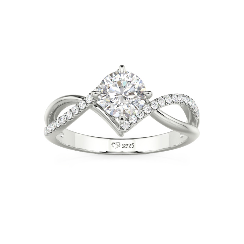 Juelvia Custom Simple Twist Wedding Ring Round Cut