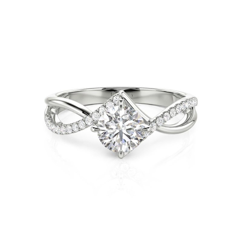 Juelvia Custom Simple Twist Wedding Ring Round Cut