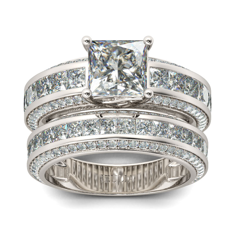 Princess Cut Sterling Silver Women's Ring Set