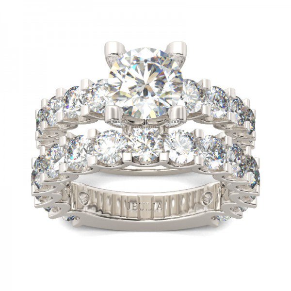 Classic Round Cut Sterling Silver Ring Set