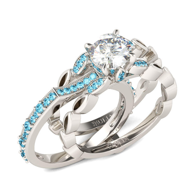 Milgrain Round Cut Interchangeable Sterling Silver Ring Set