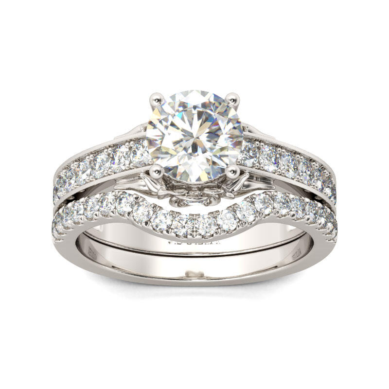 Juelvia Simple Round Cut Sterling Silver Ring Set
