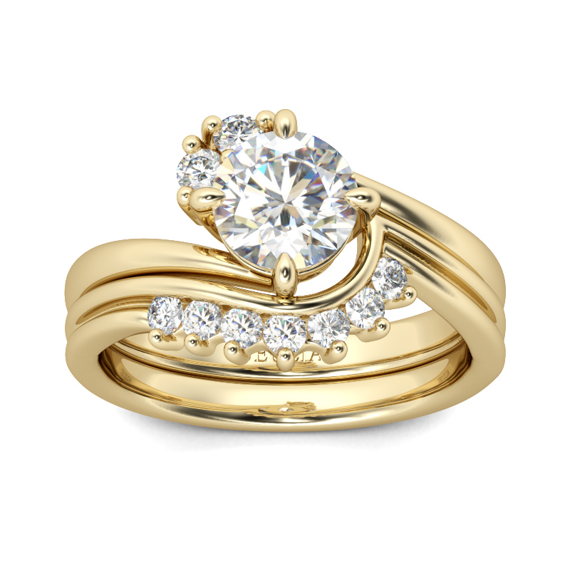 Juelvia Bypass Round Cut Sterling Silver Ring Set