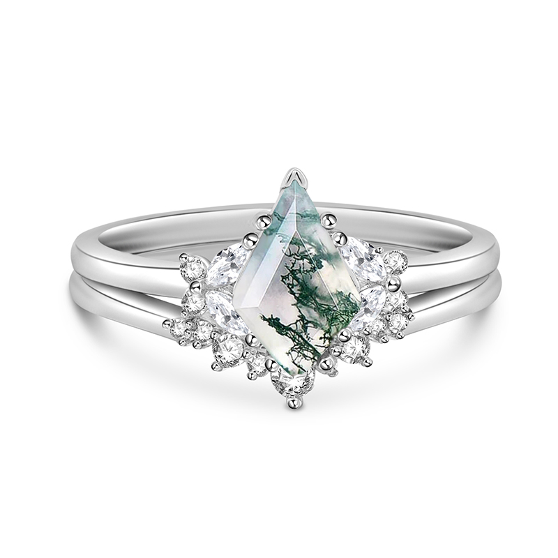 Moss Agate Engagement Ring