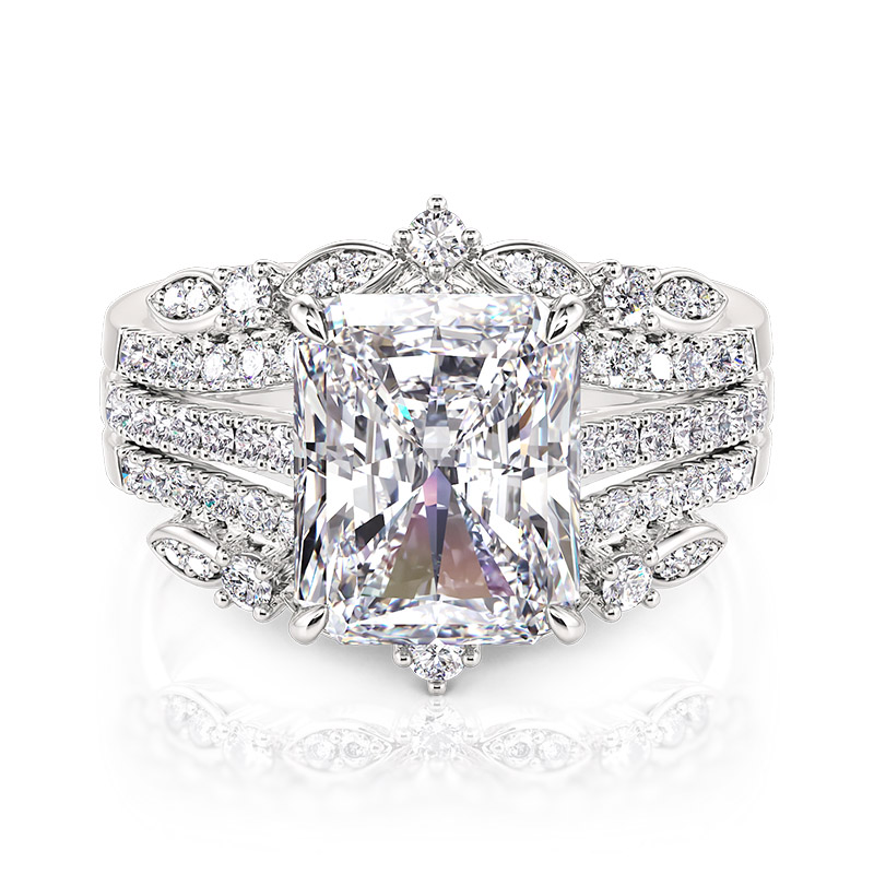 Interchangeable Eternity Ring Set Radiant Cut Sterling Silver
