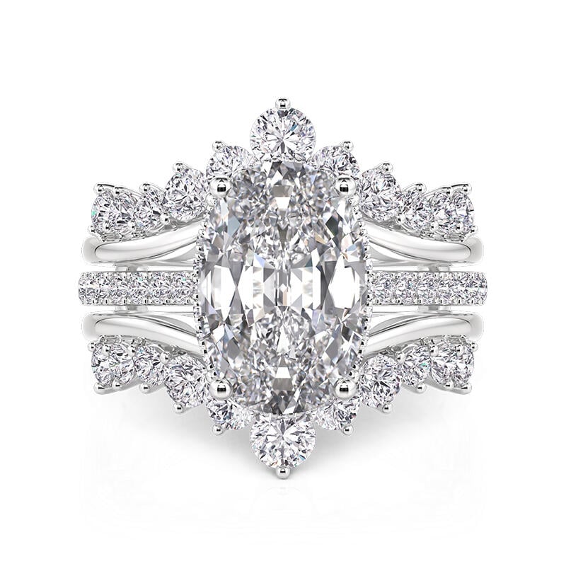 Gorgeous Twist Inset Oval Puzzle Ring Set 2PCS