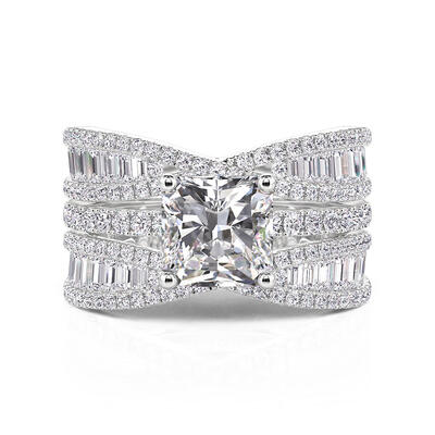 Juelvia Inset Double Bowknot Puzzle Ring Set 2PCS