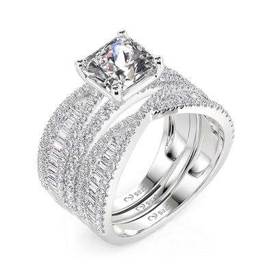 Juelvia Inset Double Bowknot Puzzle Ring Set 2PCS