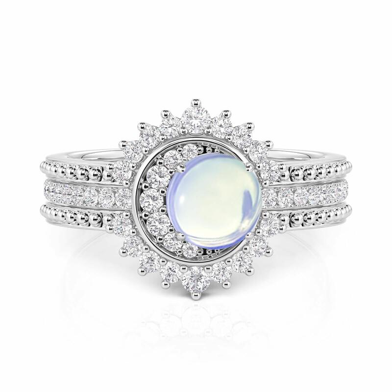 Luna Astra Sun and Moon Eternity Ring Set 3PCS