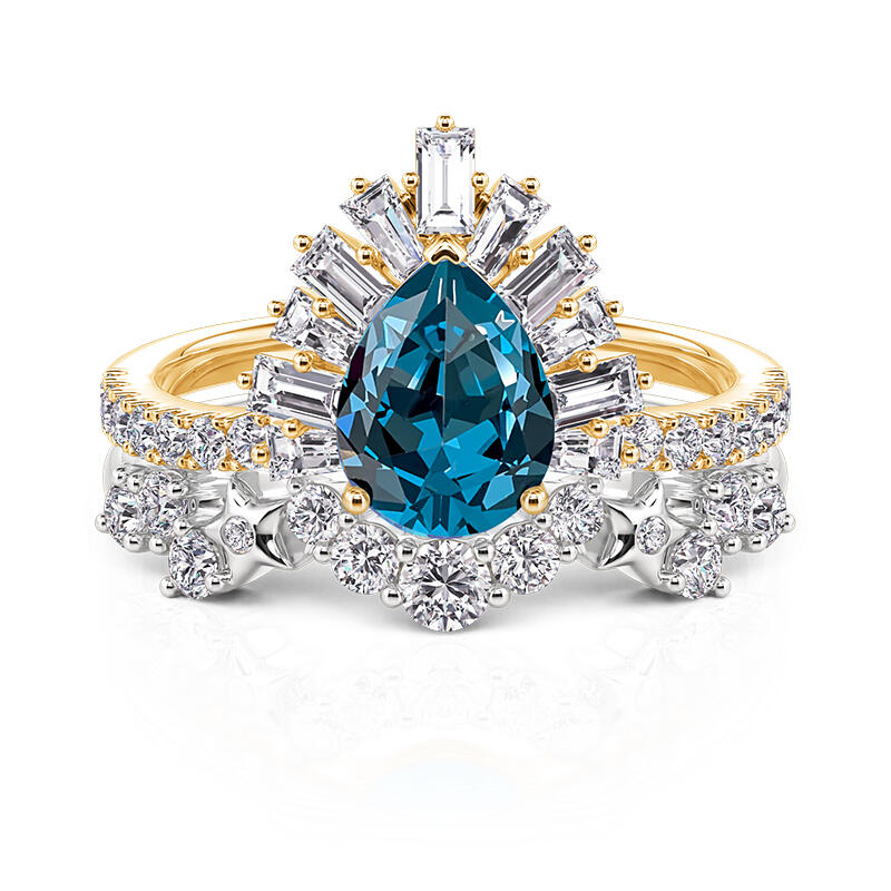 Luna Astra Sunrise Two Tone Pear Ring Set