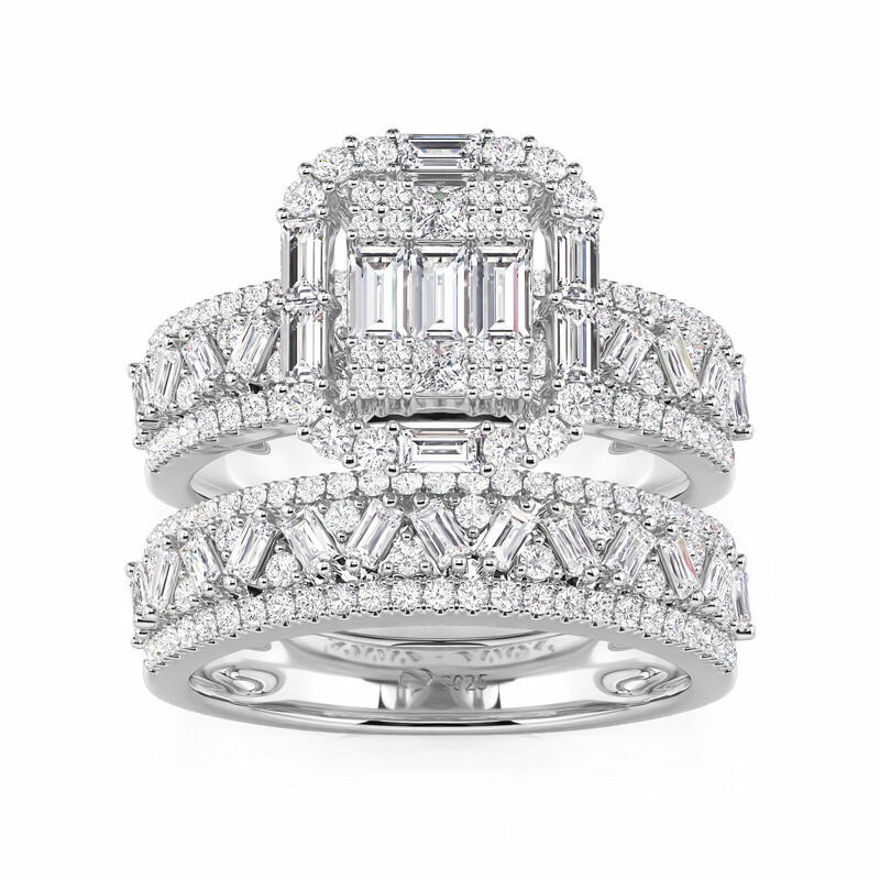 Olivetta Square Halo Engagement Ring Set