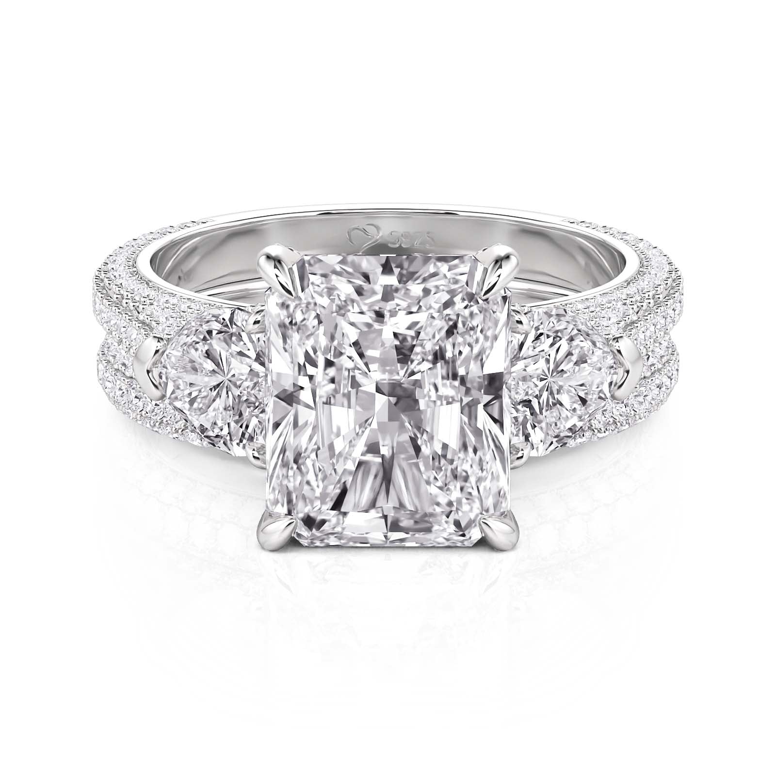 Three Stone Radiant Cut Engagement Ring Set