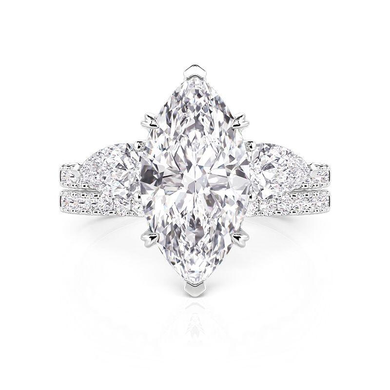 Stackable Marquise Bridal Set with Pavé Accents 2PCS