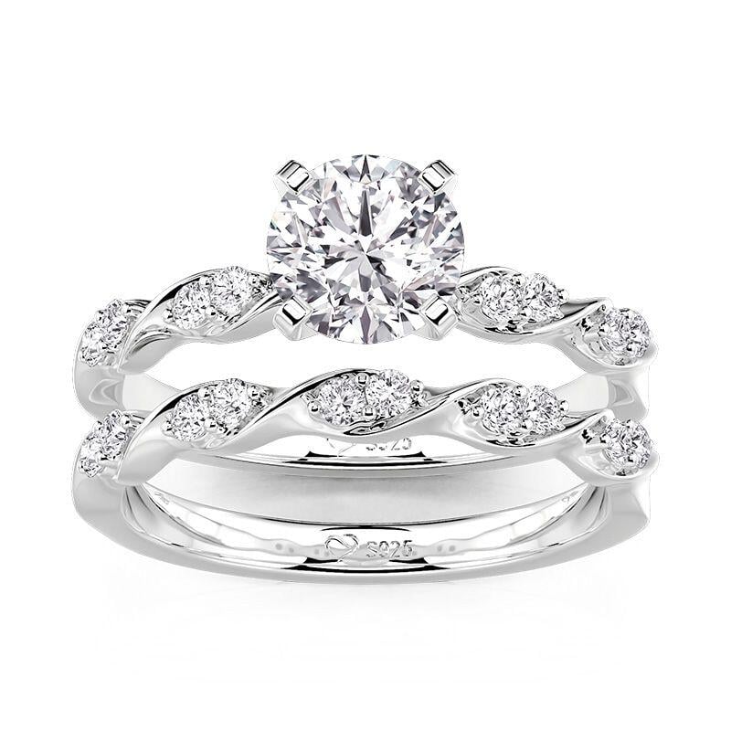 Simple Twisted Round Cut Bridal Set 2PCS