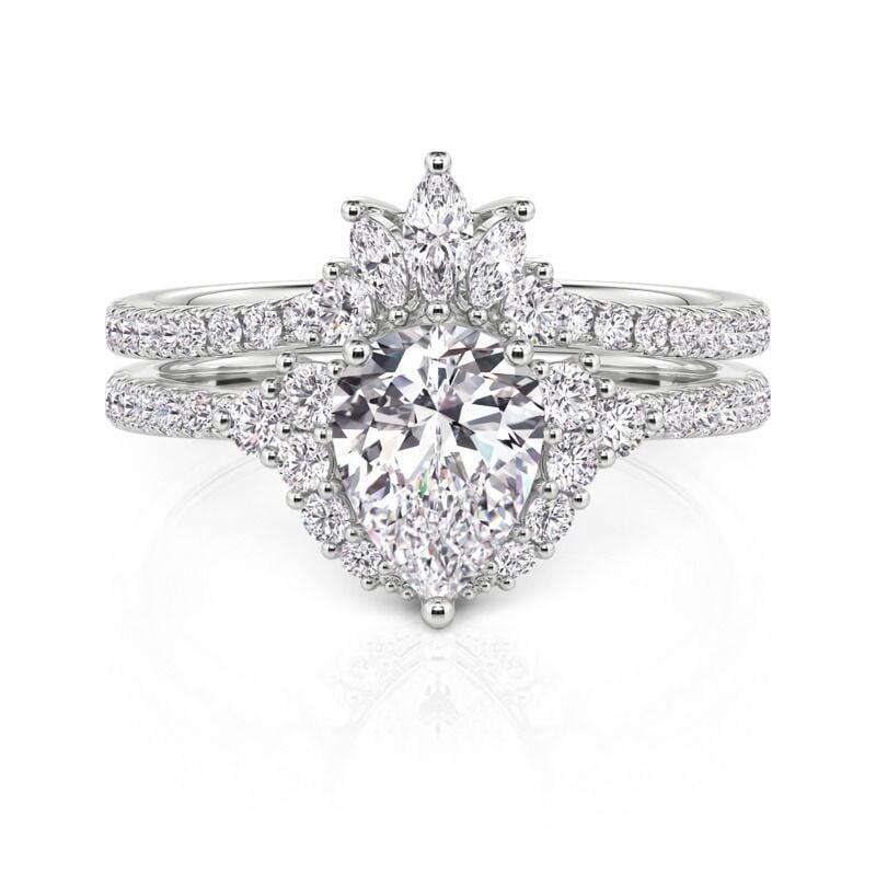 Minimalist Cluster Pear Shaped Bridal Set