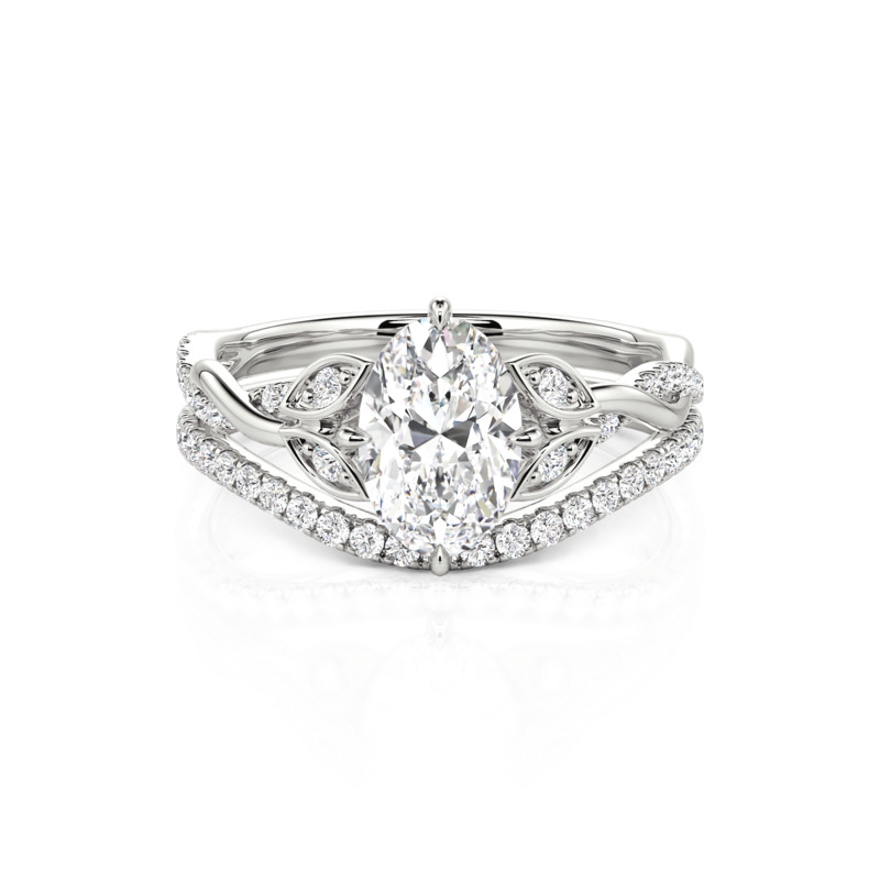 “Branches and Leaves” Oval Engagement Ring Set