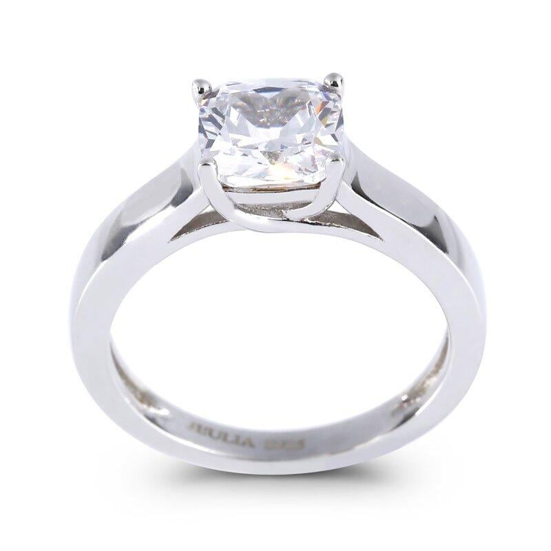 Cushion Cut Sterling Silver Ring