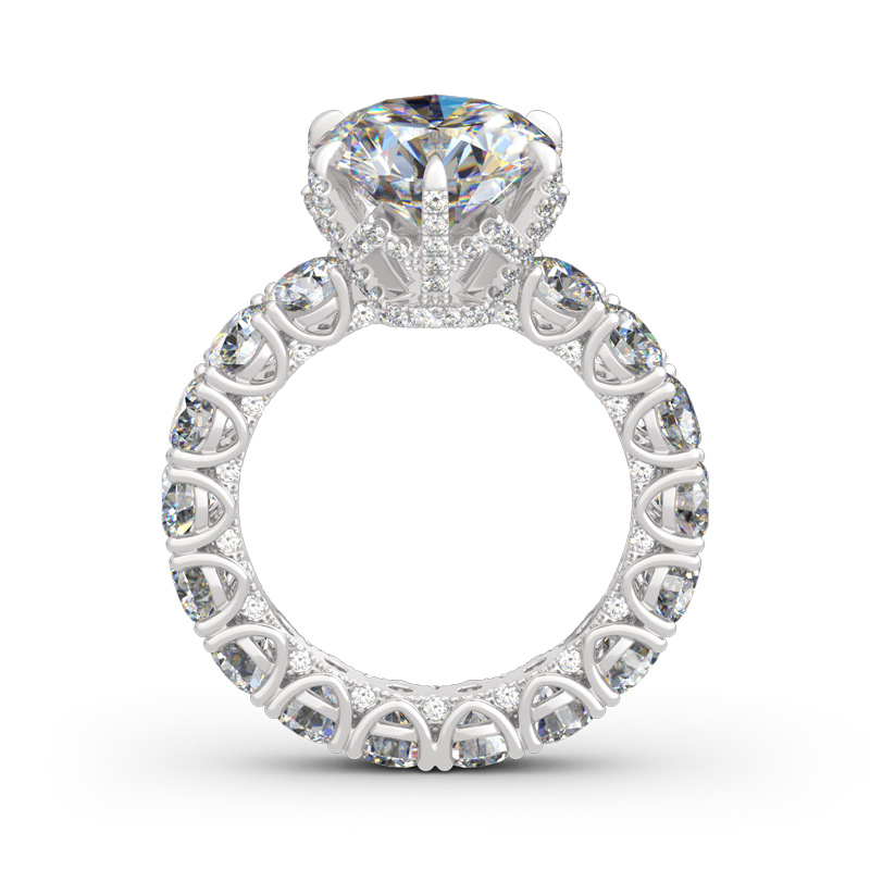 Round Cut Eternity Sterling Silver Ring