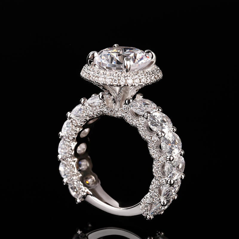Juelvia Double Halo Round Cut Sterling Silver Ring