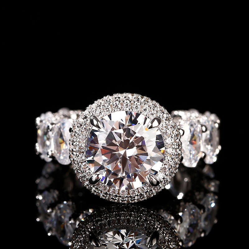 Juelvia Double Halo Round Cut Sterling Silver Ring