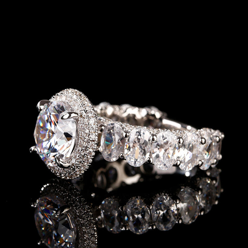 Juelvia Double Halo Round Cut Sterling Silver Ring