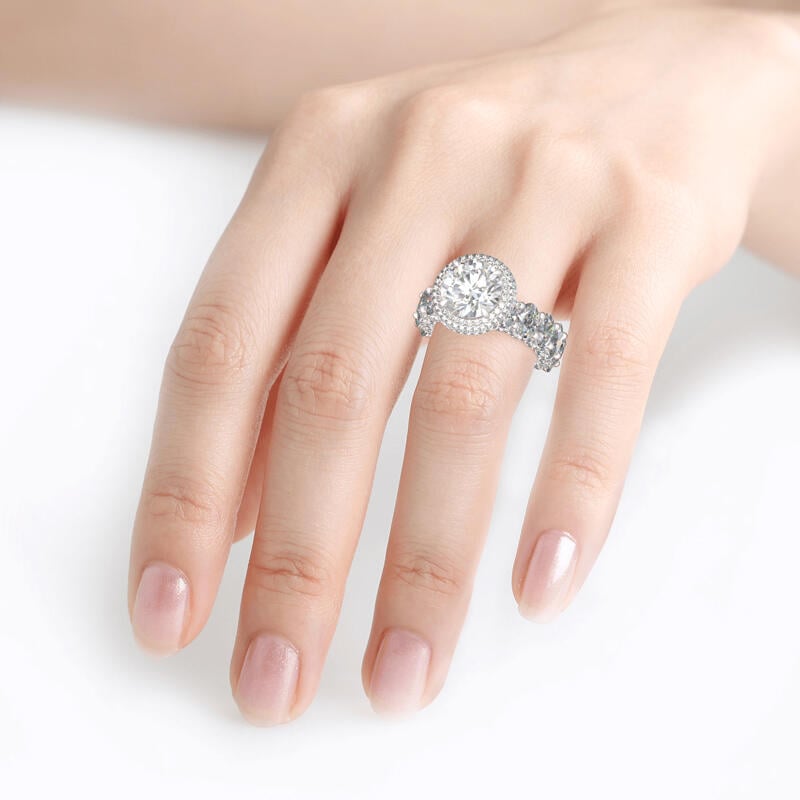 Juelvia Double Halo Round Cut Sterling Silver Ring