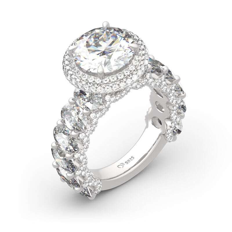 Juelvia Double Halo Round Cut Sterling Silver Ring