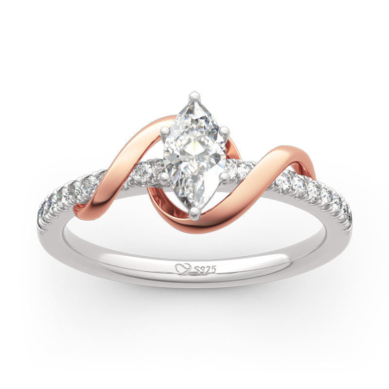 "An Encounter with Myself" Marquise Cut Sterling Silver Ring