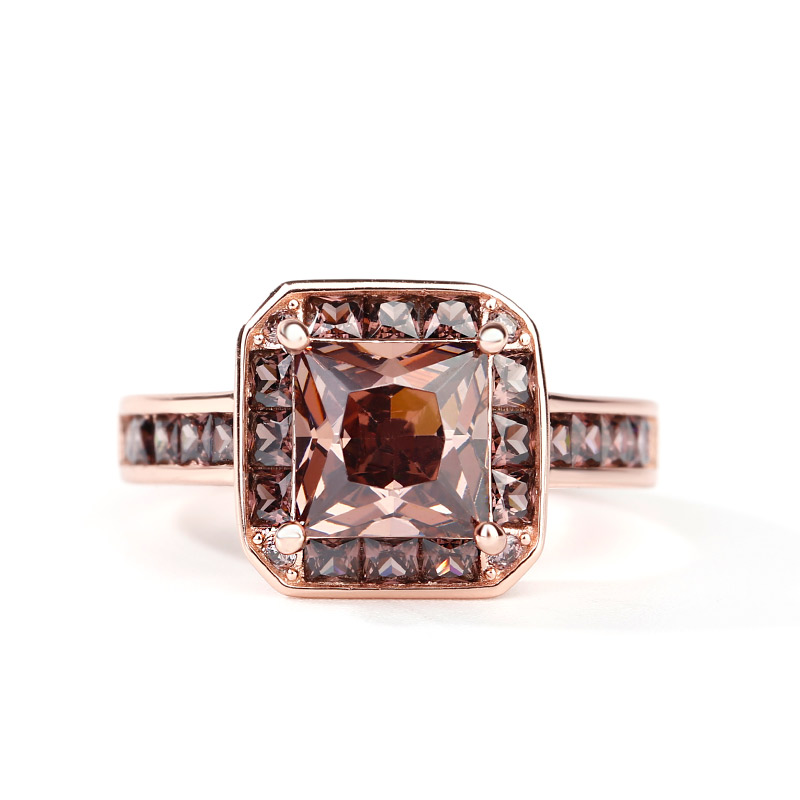 Halo Princess Cut Sterling Silver Ring