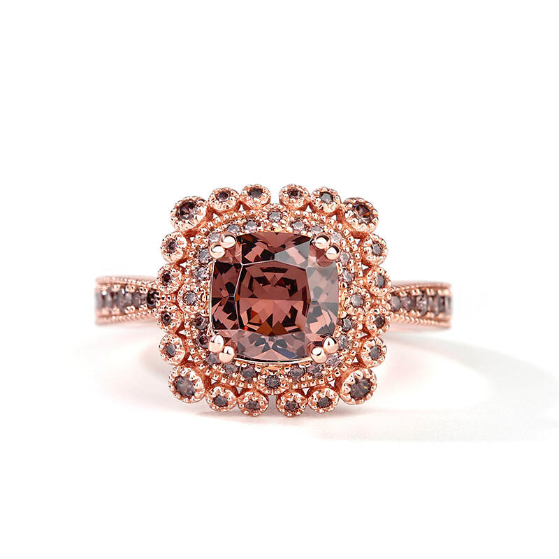 Milgrain Design Halo Cushion Cut Sterling Silver Ring