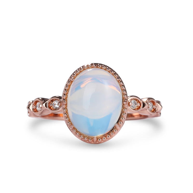 "Enchanting Moon" Oval Cut Moonstone Sterling Silver Ring