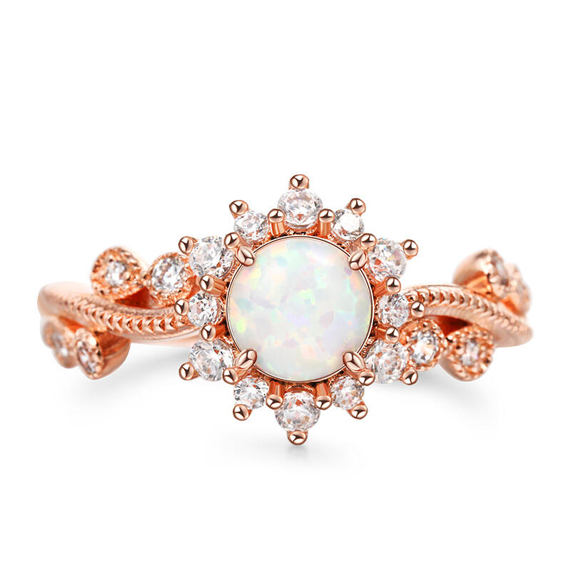 Vintage Opal Sterling Silver Engagement Ring