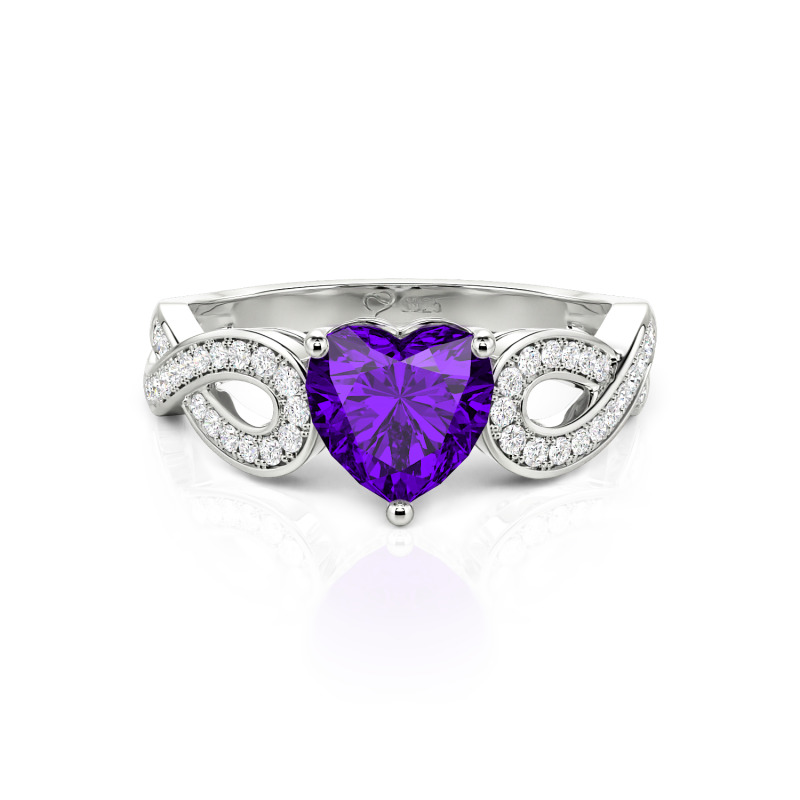 Infinity Heart Cut Sterling Silver Ring
