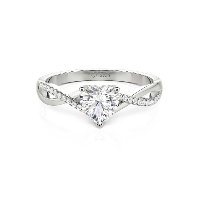 10K/14K/18K Gold Platinum Twist Heart Cut Ring